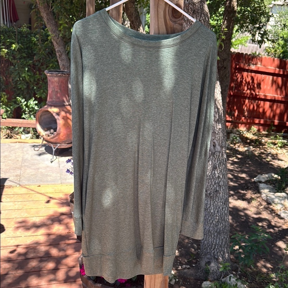 Olive Green Long Sleeve Dress with pockets Size L
